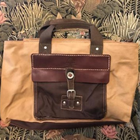 TSD Hidden Woods Canvas and Leather Brown Tote Bag electronics/computer case - Picture 2 of 16